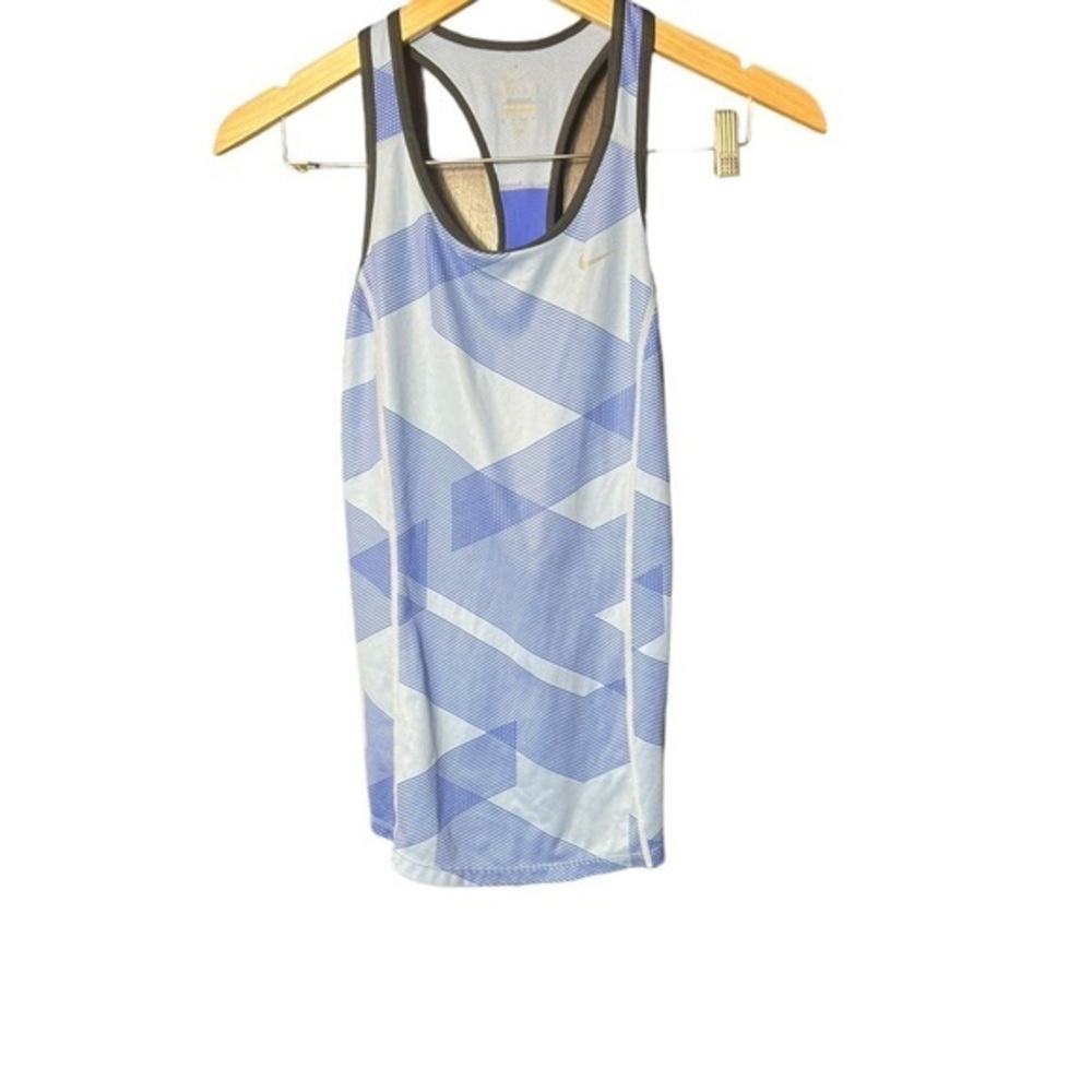 Nike Sprinter Dri‎ Fit Geometric Print Running Tank Top Blue Womens XS